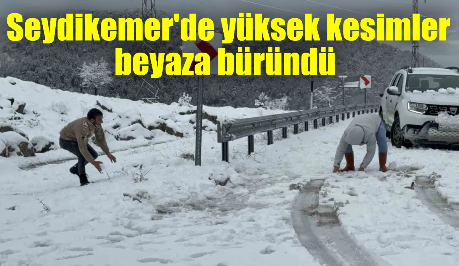 Seydikemer’in yüksek kesimlerinde uzun süren kuraklık sonrası yağan kar, yaylaları