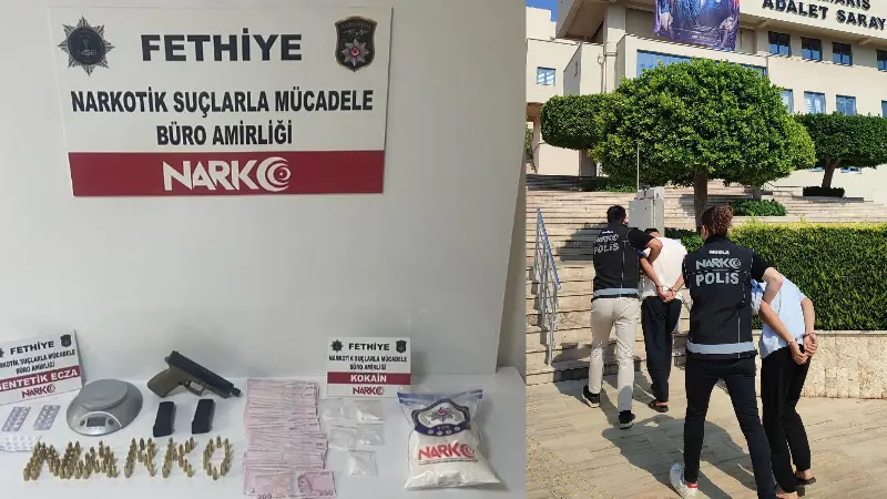 Muğla’nın Fethiye ve Marmaris ilçelerinde düzenlenen uyuşturucu operasyonunda çok sayıda