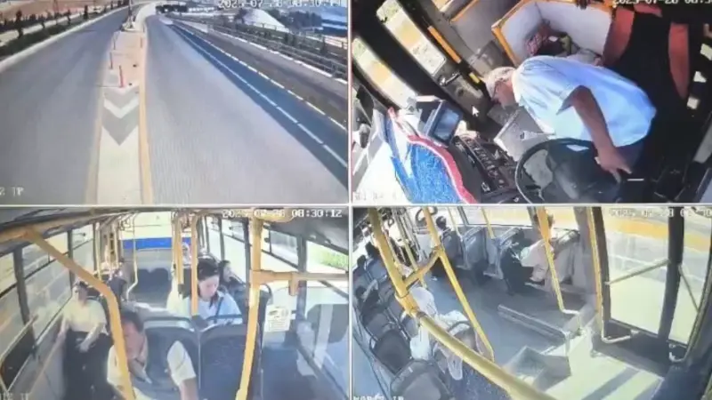 Gaziantep'te şehir içi halk otobüsü şoförünün direksiyon başında kalp krizi