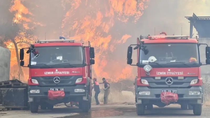İzmir'in Bornova ilçesi Gökdere Mahallesi'nde öğle saatlerinde çıkan orman yangınına