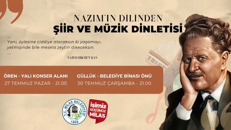 Milas Belediyesi, şair Nazım Hikmet Ran’ı Ören ve Güllük’te düzenlenecek