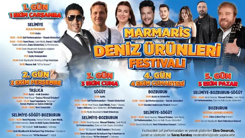 1-5 Ekim tarihleri arasında Marmaris’in koylarında deniz ürünleri, müzik ve