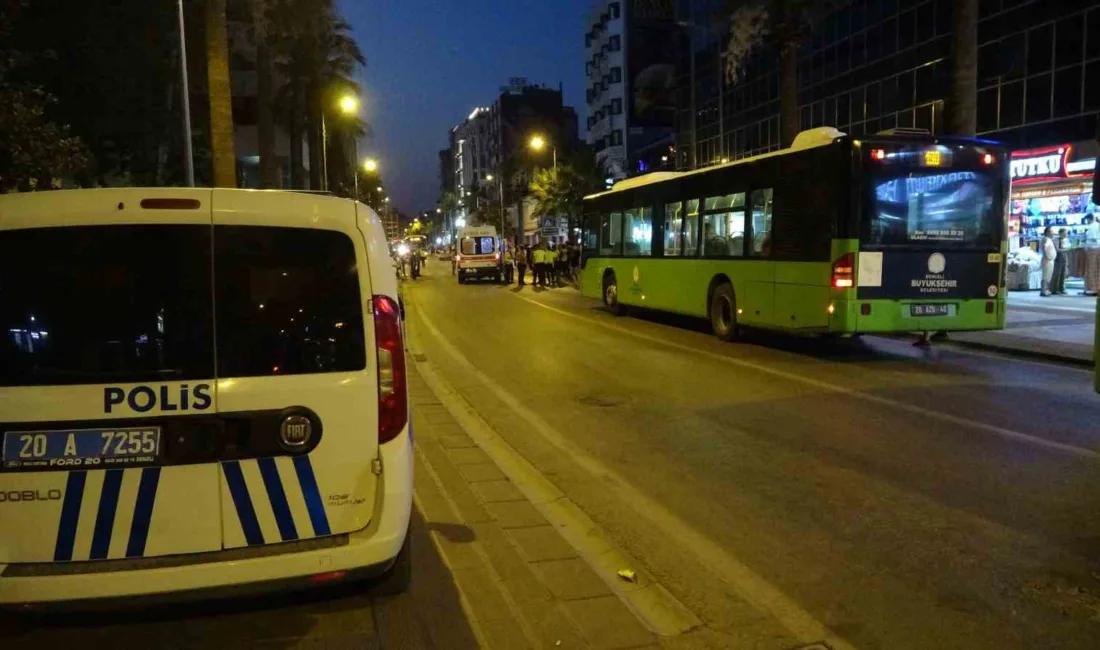 Denizli'nin Merkezefendi ilçesinde halk otobüsüne yetişmeye çalışırken dengesini kaybedip düşen