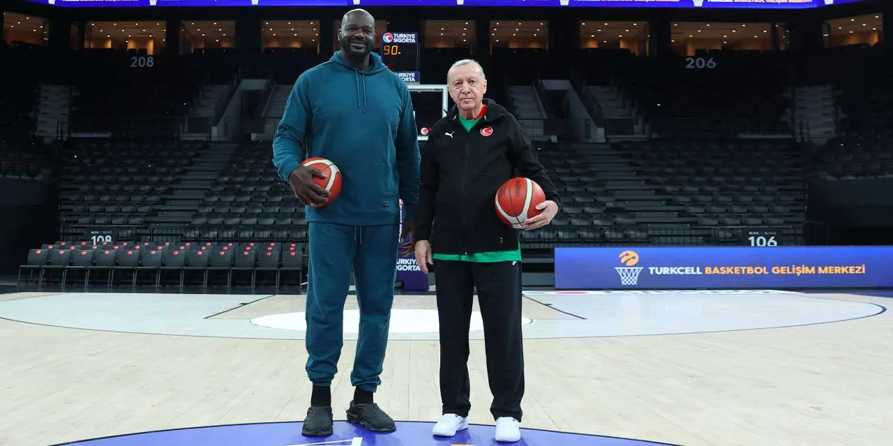 Cumhurbaşkanı Recep Tayyip Erdoğan ile NBA efsanelerinden Shaquille O'Neal ile