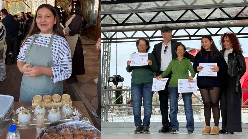 Datça'da düzenlenen 7. Badem Çiçeği Festivali'nde, 13 yaşındaki Lidya İlhan,