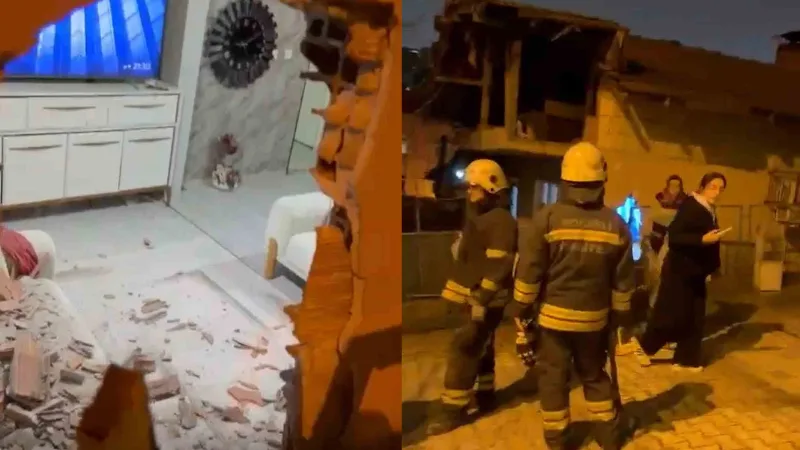 Kocaeli'nin İzmit ilçesinde, bir kamyonetin geri manevra yaparken çarptığı ev