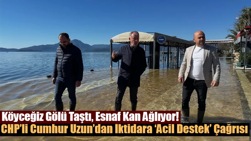 Köyceğiz’de etkili olan yoğun yağışlar sonrası gölün taşmasıyla su altında