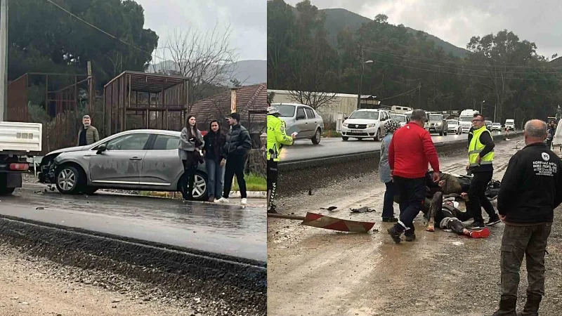 Muğla’nın Marmaris ilçesi Değirmenyanı mevkiinde otomobil ile motosikletin çarpışması sonucu