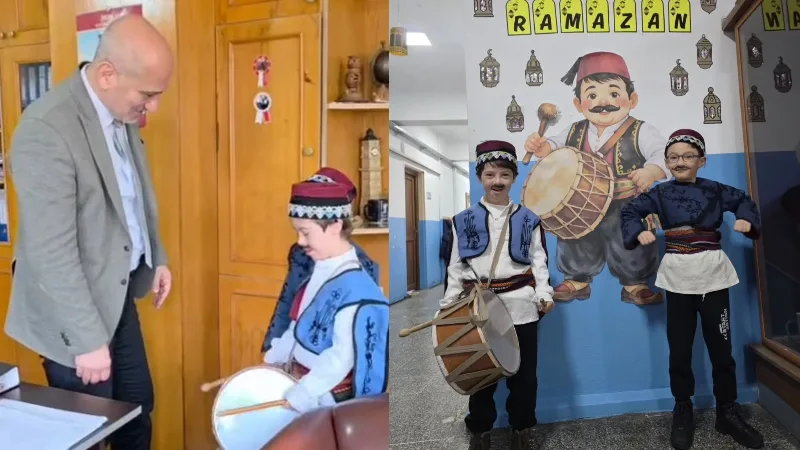 Muğla’da Kocamustafendi İlkokulu’nda özel eğitim öğrencileri Eymen ve Ahmet, Ramazan