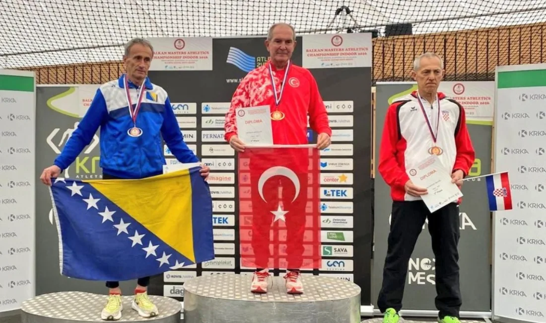 Denizlili 65 yaşındaki atlet Yavuz Ertekin, Slovenya'da düzenlenen Masterlar Balkan