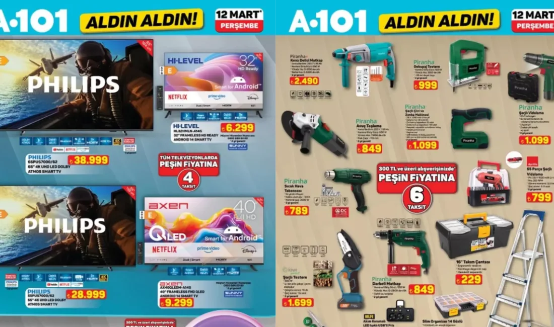 A101'in 12 Mart 2026 kataloğunda akıllı televizyonlardan mutfak gereçlerine, ev