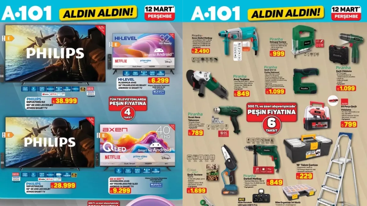 A101'in 12 Mart 2026 kataloğunda akıllı televizyonlardan mutfak gereçlerine, ev