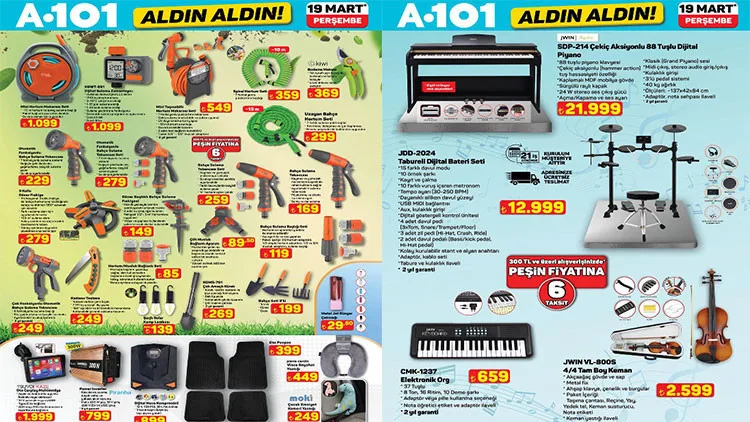A101 19 Mart 2026 kataloğu ile bahçe sulama setlerinden dijital