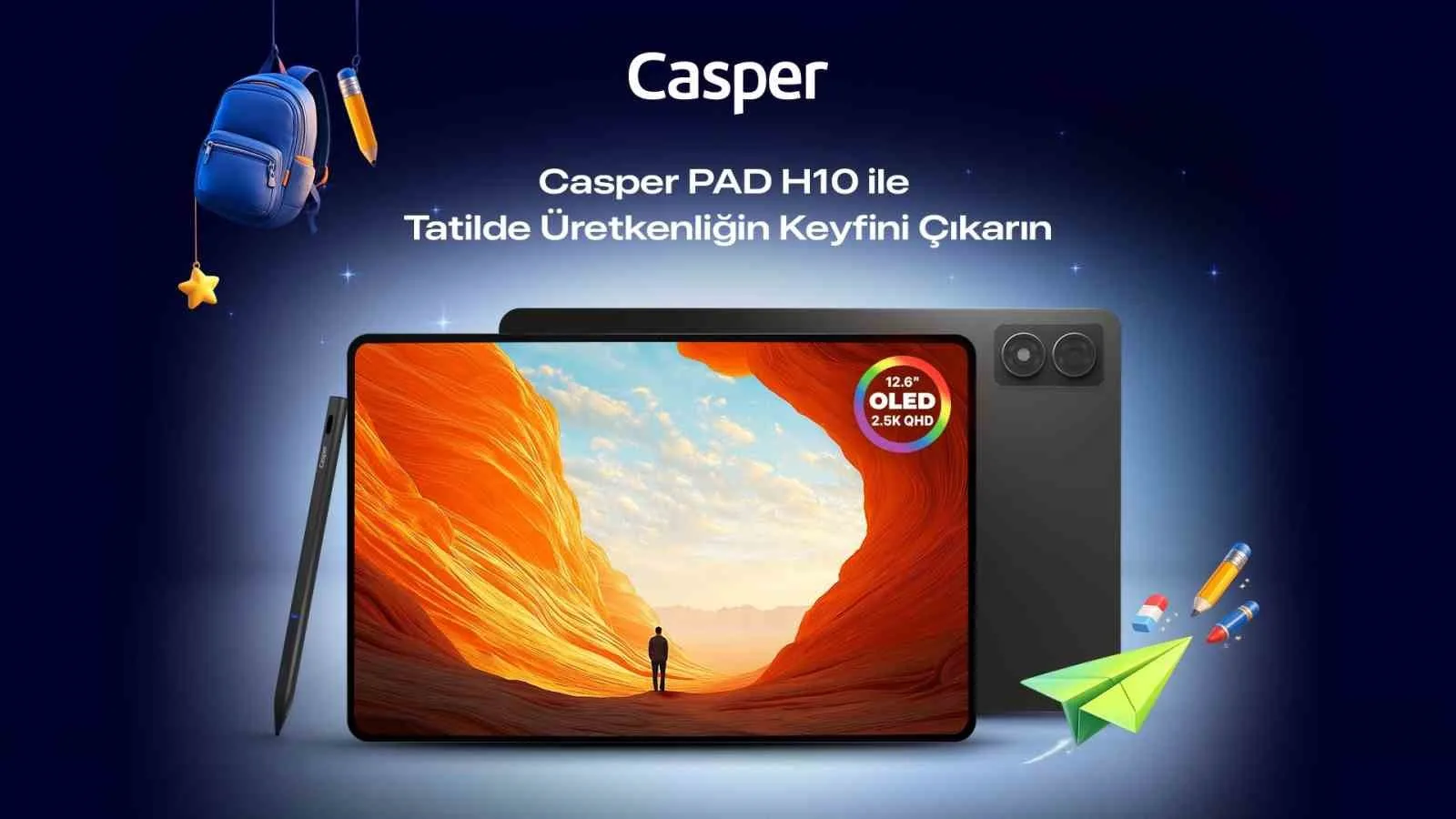 Casper PAD H10 serisi, 12,6 inç OLED ekranı ve hafif