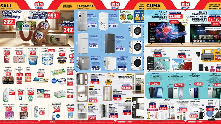 BİM’in 13 Mart 2026 aktüel ürünler kataloğuyla taşlama makinesinden akü