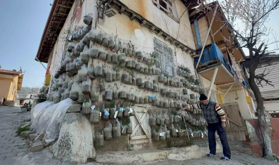 Tokatlı Selahattin Demirkan, 10 yıldır evinin duvarına astığı su bidonlarında