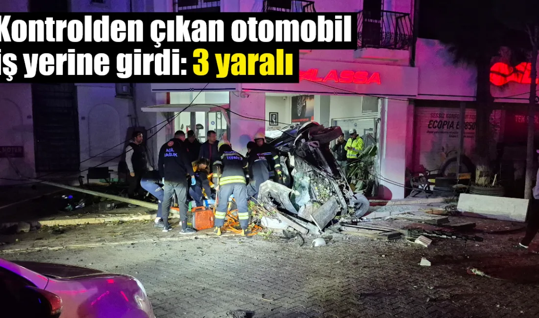 Bodrum Konacık’ta süratle giden otomobilin bir iş yerine girmesi sonucu