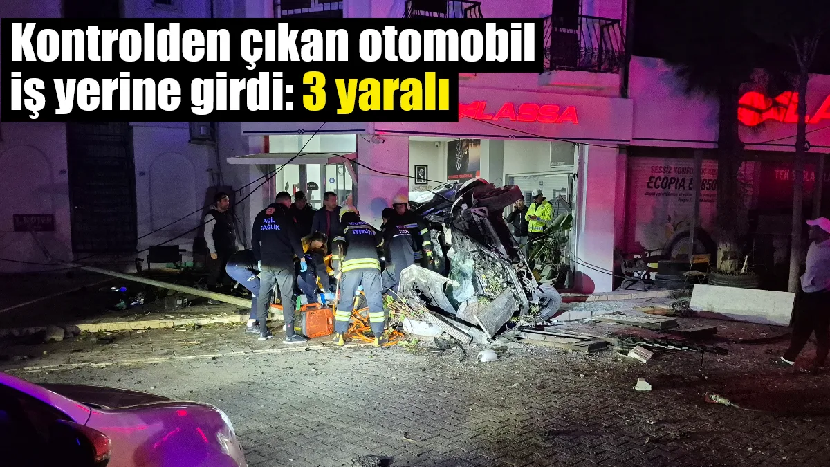 Bodrum Konacık’ta süratle giden otomobilin bir iş yerine girmesi sonucu
