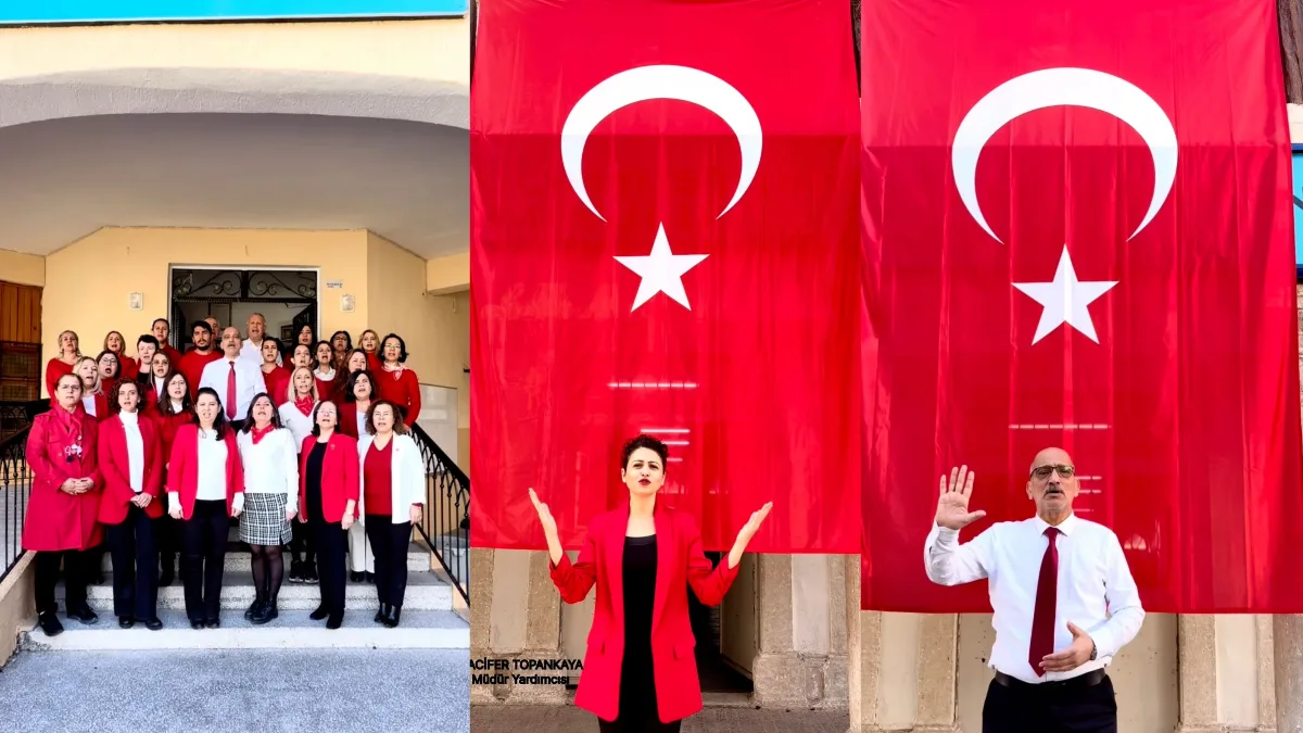 Menteşe’de bulunan Kocamustafendi İlkokulu’nun öğretmenleri, 12 Mart İstiklal Marşı’nın Kabulü