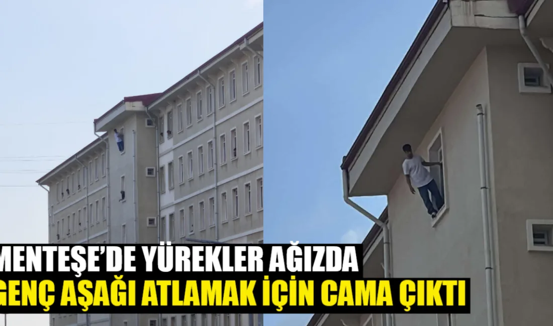 Muğla’nın Menteşe ilçesindeki Turgutreis Erkek Öğrenci Yurdu’nda bir öğrencinin cama