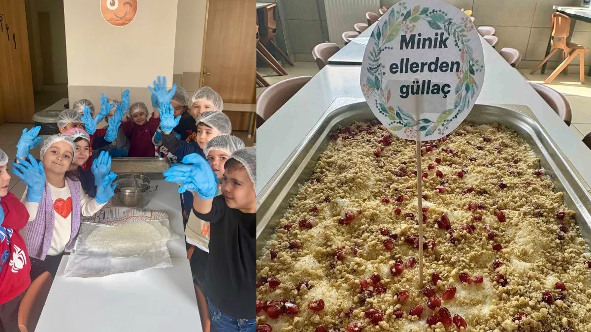 Muğla’da Feriha Osman Günsan Anaokulu öğrencileri, "Minik Ellerden Güllaç" etkinliğiyle