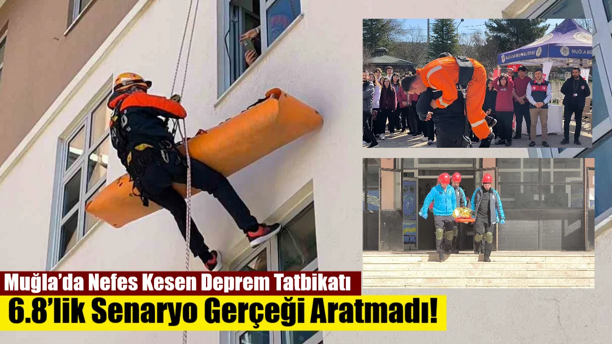 Muğla'da 6.8 büyüklüğündeki deprem senaryosuyla gerçekleştirilen dev tatbikatta gövde gösterisi