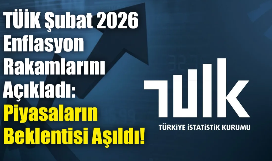 TÜİK, 2026 Şubat ayı enflasyon oranını aylık yüzde 2,96, yıllık