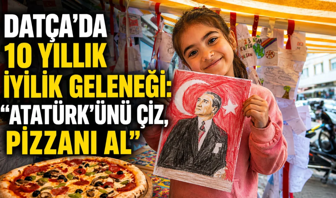 Datçalı esnaf Murat Balıkçı’nın 10 yıldır sürdürdüğü "Askıda Pizza" etkinliğinde,