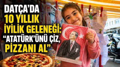 Datçalı esnaf Murat Balıkçı’nın 10 yıldır sürdürdüğü "Askıda Pizza" etkinliğinde,