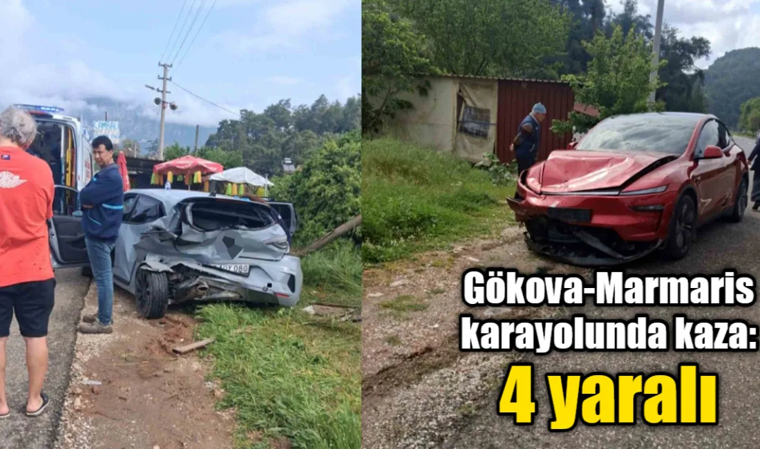 Muğla’nın Gökova-Marmaris karayolu Gökçe mevkiinde iki otomobilin çarpıştığı kazada 4