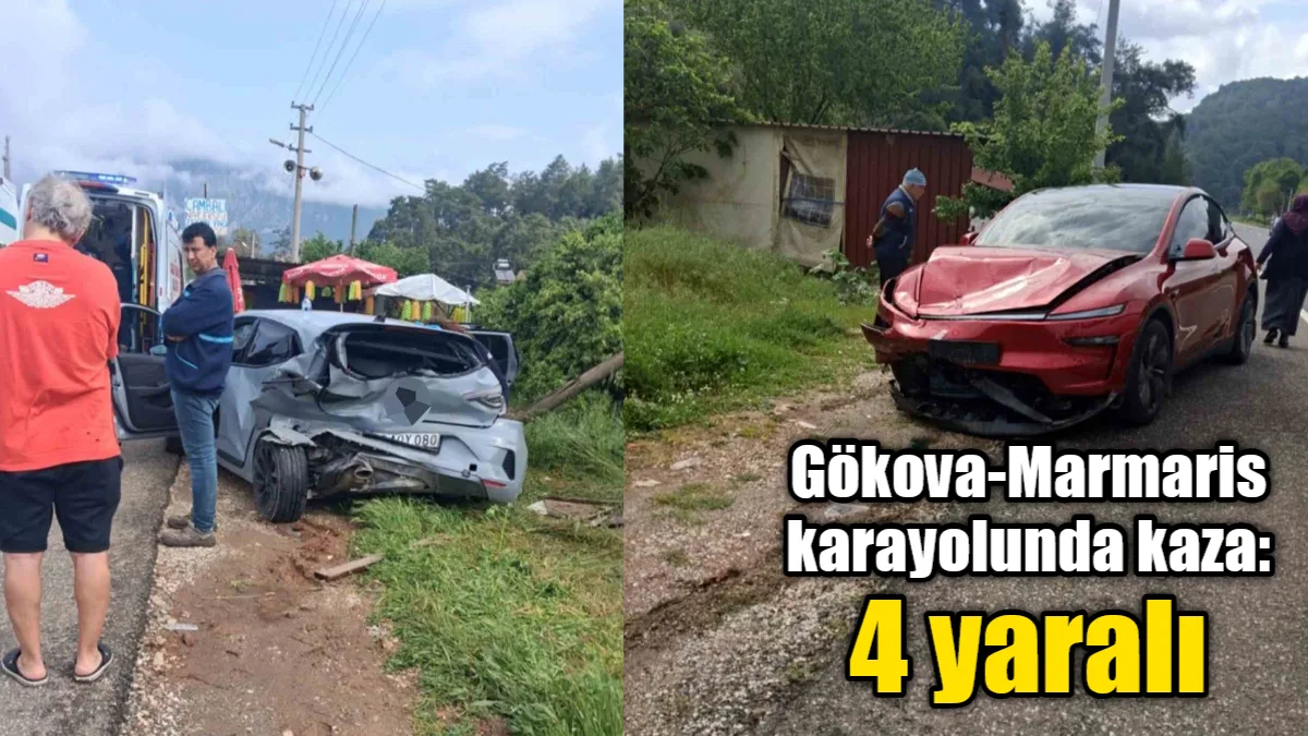 Muğla’nın Gökova-Marmaris karayolu Gökçe mevkiinde iki otomobilin çarpıştığı kazada 4