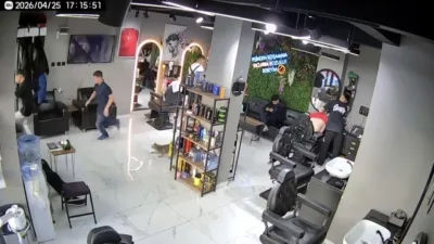 Sultangazi'de bir kuaför salonunda bakılan kedinin, iki müşteriyi dükkandan çıkarıp