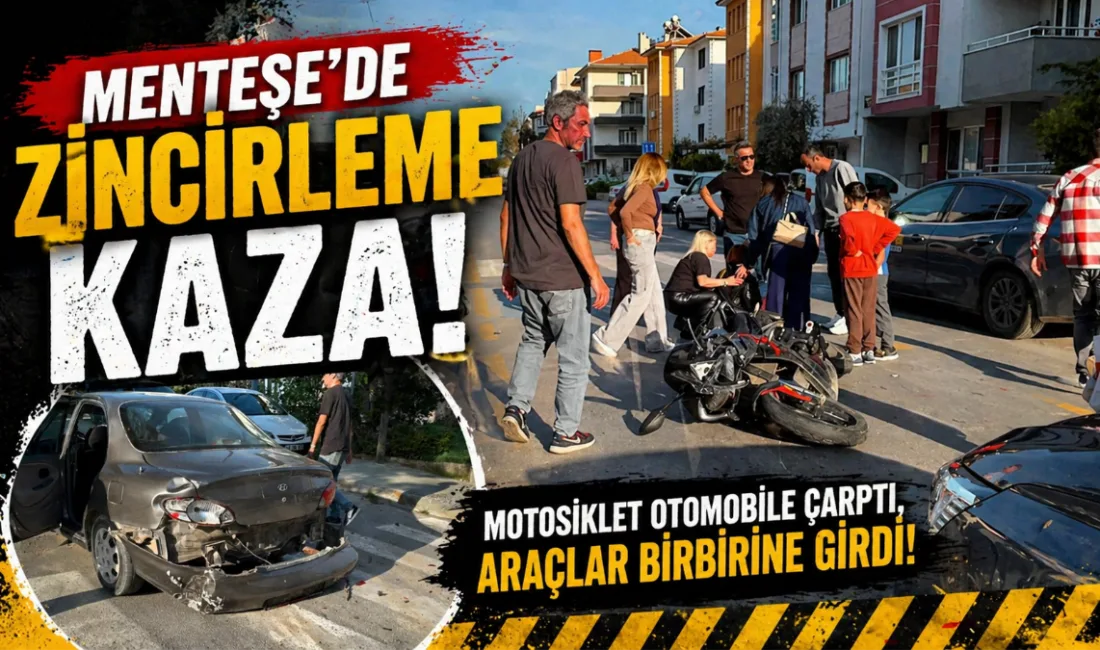Muğla’nın Menteşe ilçesinde meydana gelen trafik kazasında motosikletin otomobile arkadan