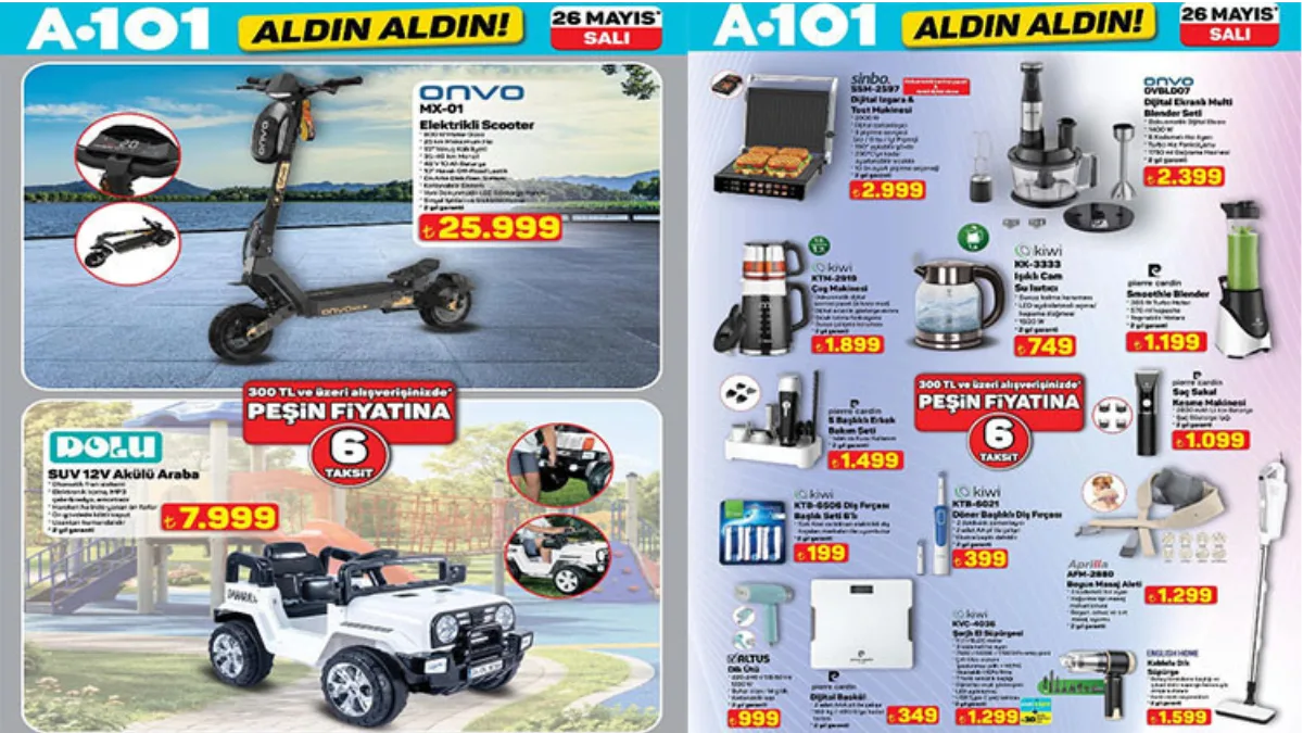A101 market zincirinin 26 Mayıs 2026 tarihli "Aldın Aldın" aktüel