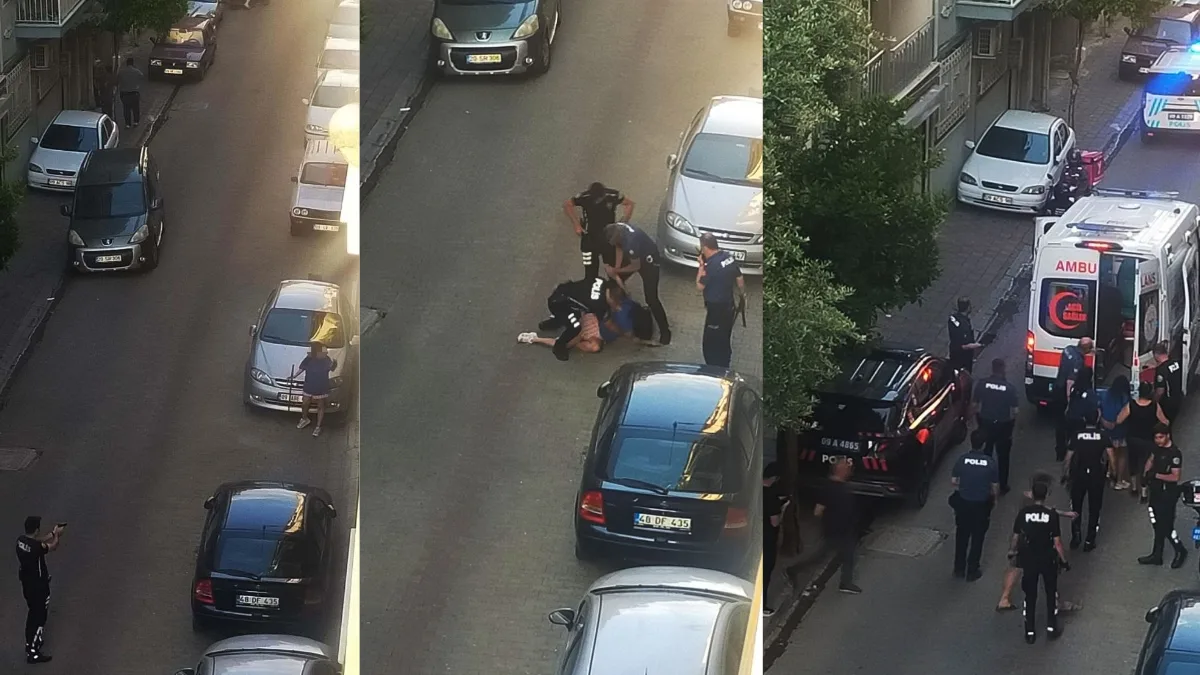 Aydın’ın Efeler ilçesinde elindeki samuray kılıcıyla sokakta gezerek kendine zarar