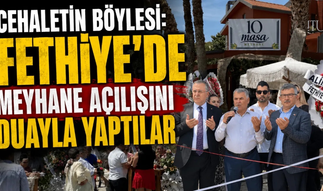 Fethiye’de bir meyhanenin dualarla gerçekleştirilen açılış töreni, sosyal medyada paylaşılan