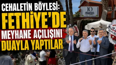 Fethiye’de bir meyhanenin dualarla gerçekleştirilen açılış töreni, sosyal medyada paylaşılan