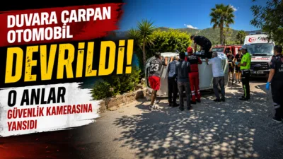 Muğla’nın Bodrum ilçesinde kontrolden çıkarak taş duvara çarpan ve yan