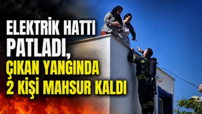 Muğla'nın Bodrum ilçesinde elektrik hattındaki patlama nedeniyle çıkan yangında binada