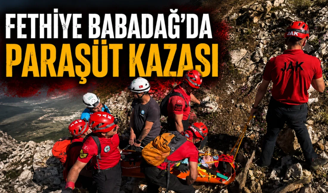 Fethiye Babadağ’da yamaç paraşütü yaparken kayalıklara düşerek ağır yaralanan Rus