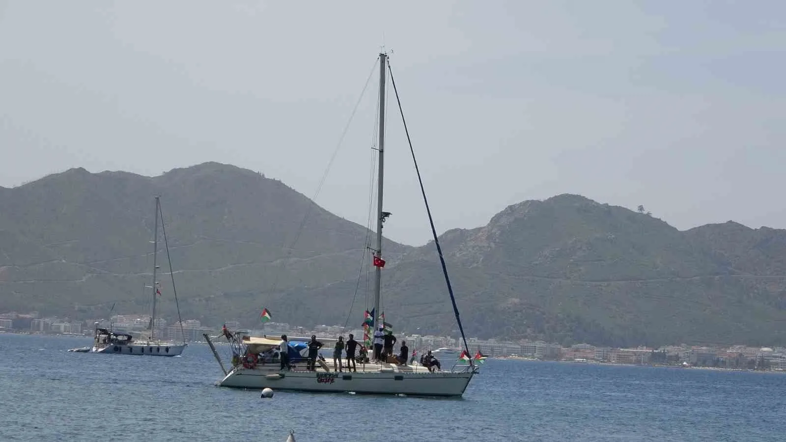 Barselona'dan yola çıkarak Marmaris'te 54 tekneye ulaşan Global Sumud Filosu,