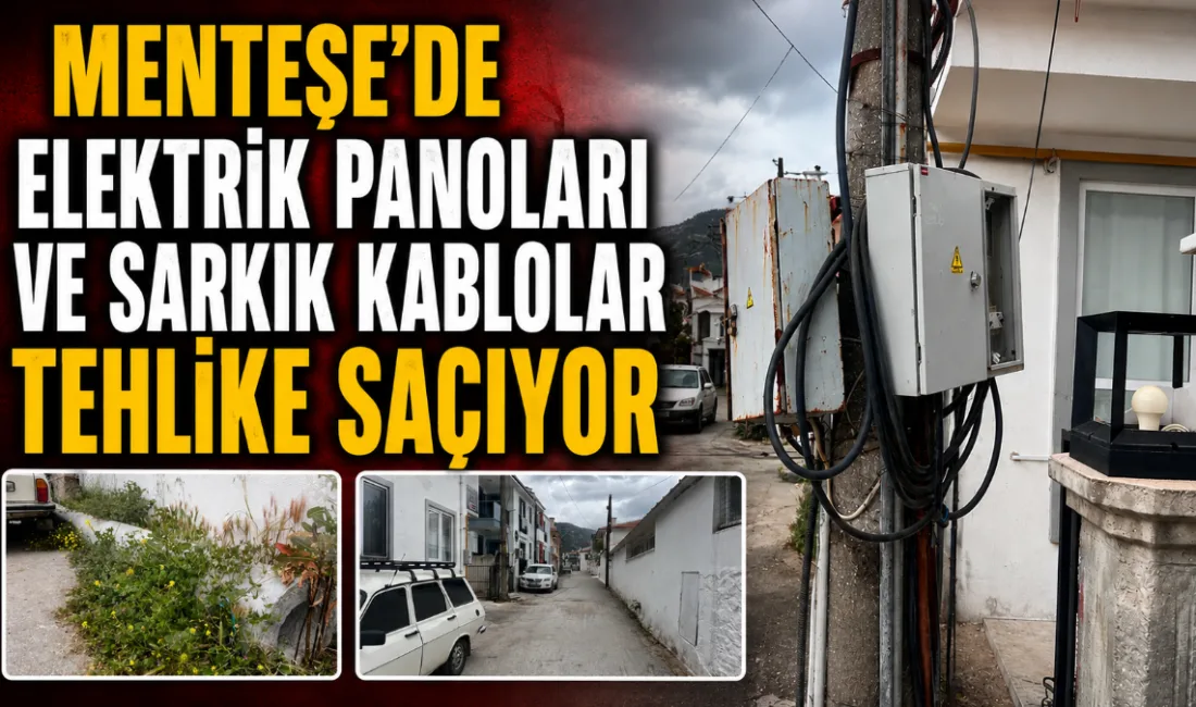 Düğerek Mahallesi Ahisinan Sokak’ta açık bırakılan elektrik panoları ve sarkan