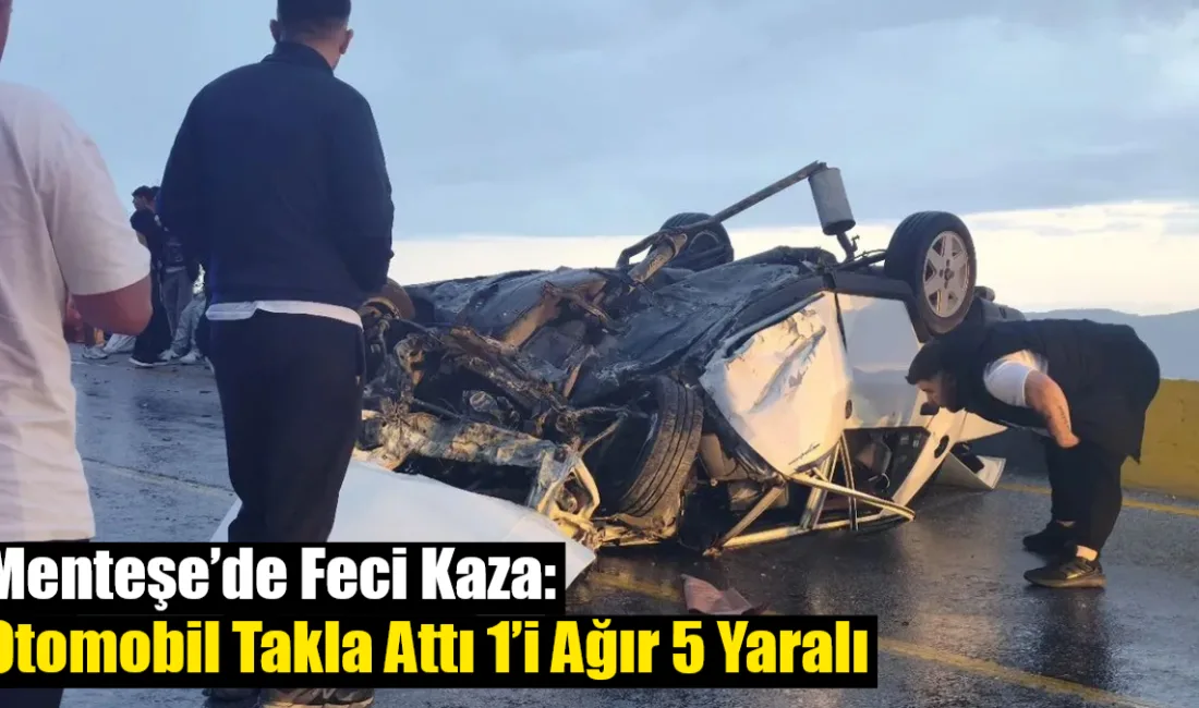 Muğla’nın Menteşe ilçesi Devetaşı mevkiinde yağış nedeniyle kontrolden çıkan otomobilin