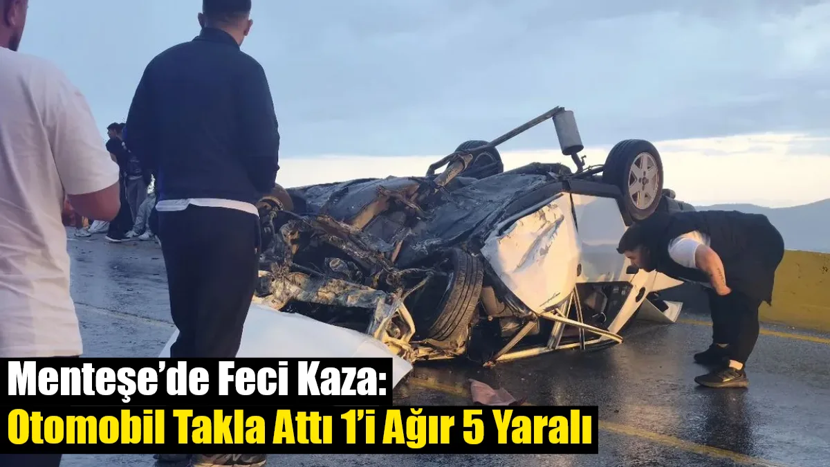 Muğla’nın Menteşe ilçesi Devetaşı mevkiinde yağış nedeniyle kontrolden çıkan otomobilin