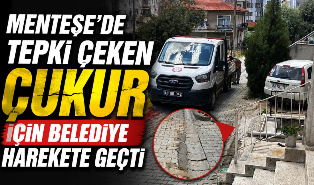 Menteşe’nin Orhaniye Mahallesi’nde su borusu patlaması sonrası oluşan ve uzun