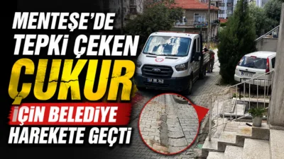 Menteşe’nin Orhaniye Mahallesi’nde su borusu patlaması sonrası oluşan ve uzun