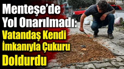 Menteşe Orhaniye Mahallesi Ülker Sokak’ta su borusu patlamasının ardından oluşan