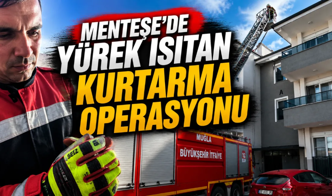 Muğla’nın Menteşe ilçesine bağlı Bayır Mahallesi’nde iki cam arasına sıkışan