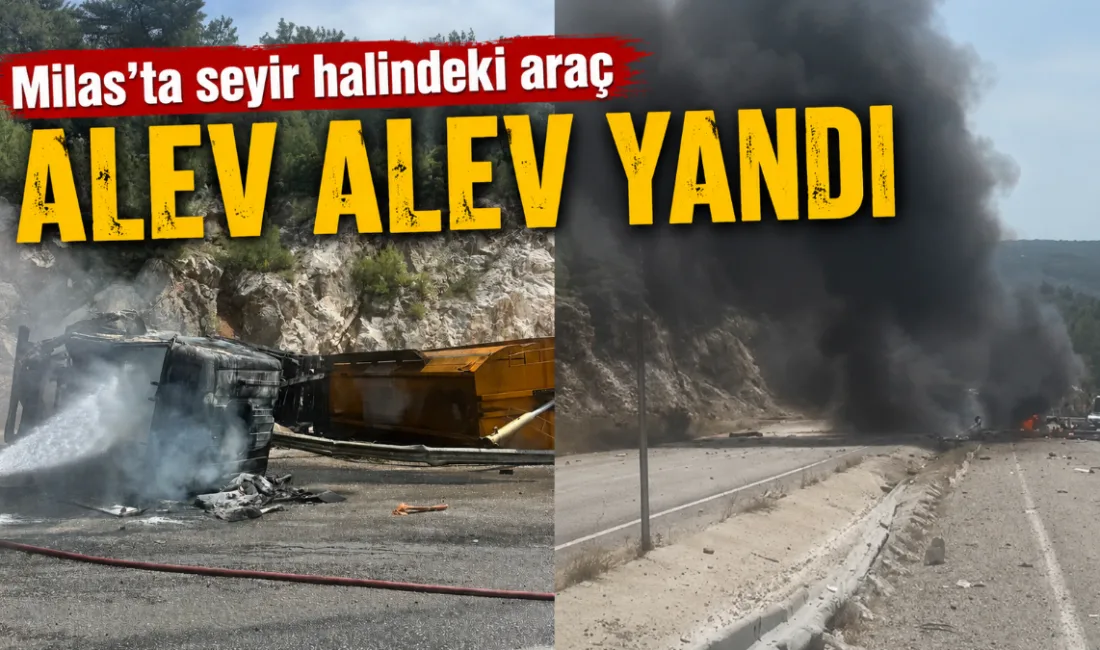 Muğla’nın Milas ilçesi Boğa Yokuşu mevkiinde seyir halindeki bir araçta