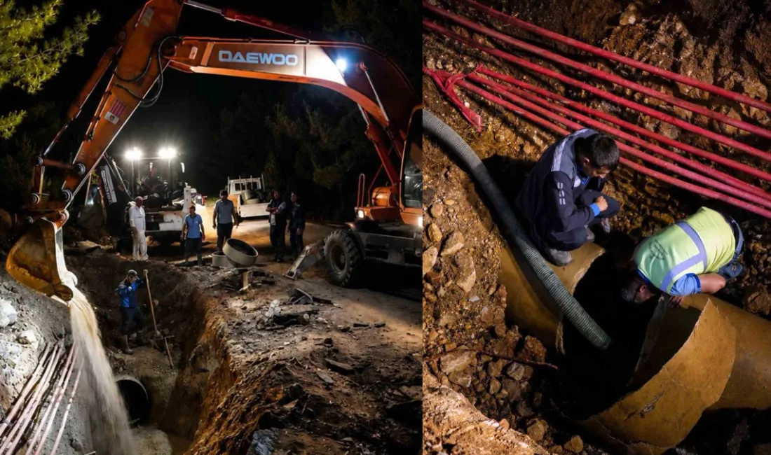Bodrum’un Torba Mahallesi’nde meydana gelen içme suyu ana isale hattı